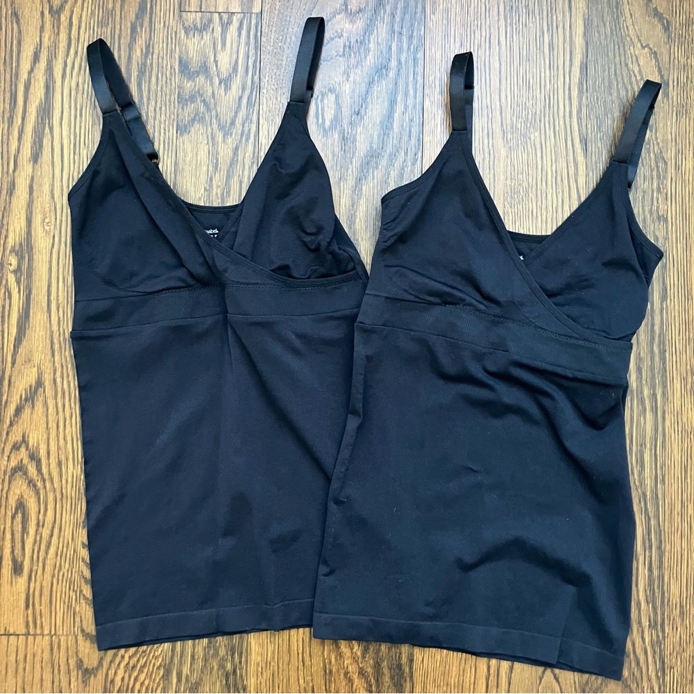 Ingrid & Isabel Crossover Nursing Camisoles, Set of 2 in Black